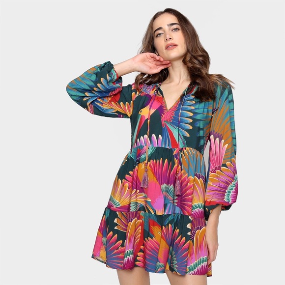 Farm Rio Toucan Print Mini Dress - Size S (Brazil Line 🇧🇷) - Picture 2 of 8